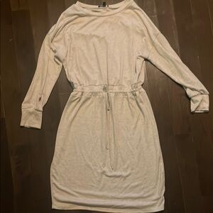As U Wish Cream Long Sleeve Raglan Sweater Dress